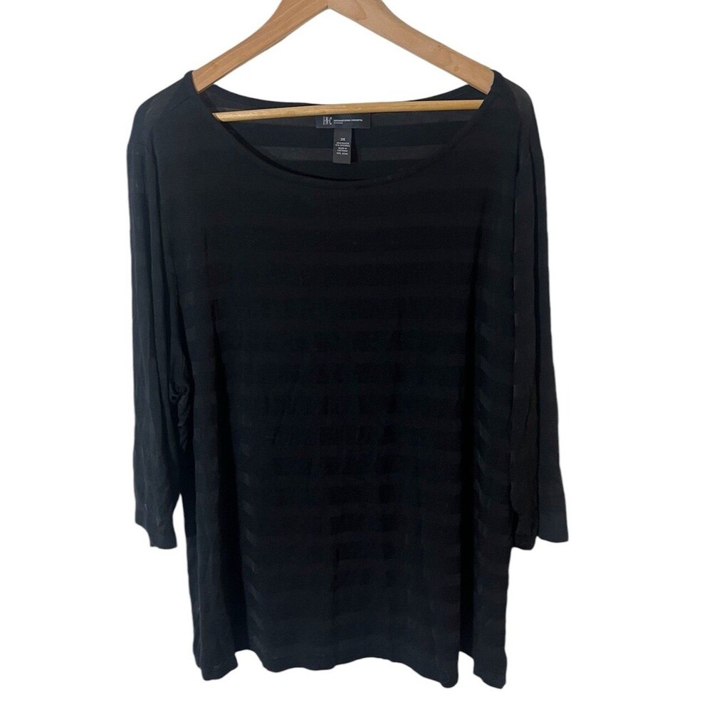 INC Women's Plus Size Black Semi Sheer Top - Size 3X